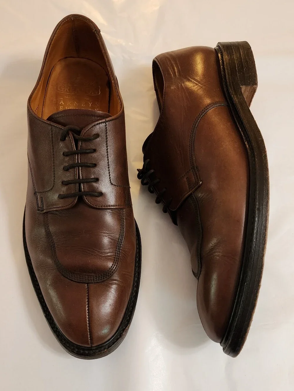 Grenson Splittoe Handcrafted Leather Dress Barney's New York 9D Brown England